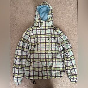 Vintage EMPYRE Women’s M 10,000MM Snowboard Ski Coat Jacket - Green Purple Plaid